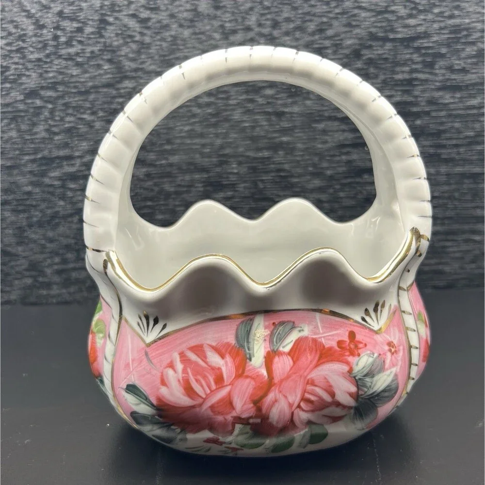 Formalities - Baum Bros -Victorian Purse- Rose Patterned Vase-Gold Tone Accents